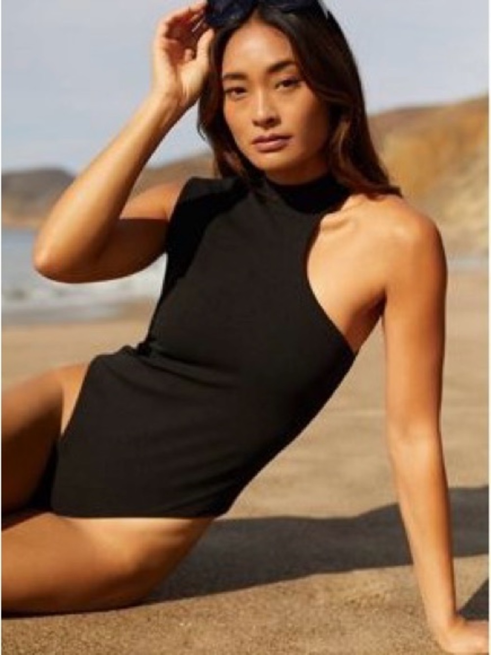 HAIGHT LINA Anthropologie Black One-Shoulder Swimsuit - Small